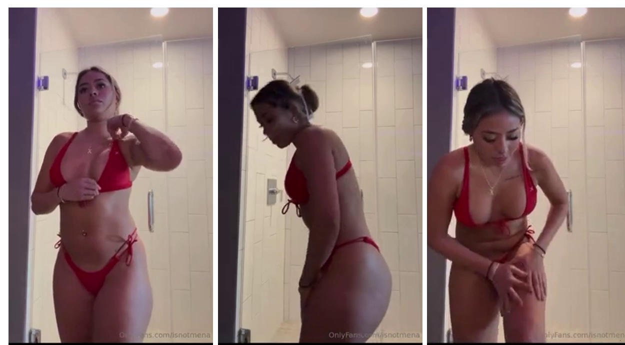 Ximena Saenz Nude Red Lingerie Oiled Body In Shower